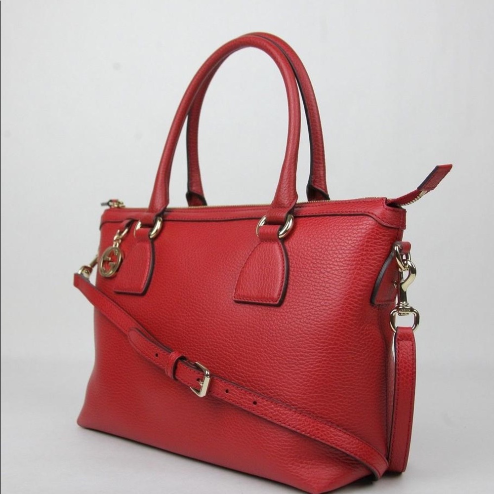 GGCharm Convertible Straight Strap Leather Satchel